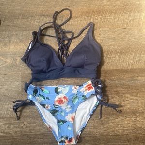 CUPSHE Bikini for Women Two Piece Swimsuit Lace Up V Neck Low Waist